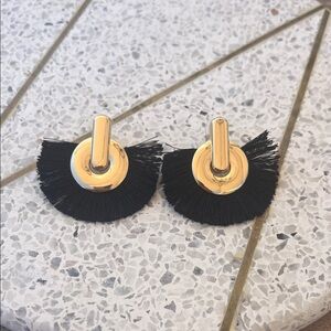 Elegant Gold and Black Fan Earrings